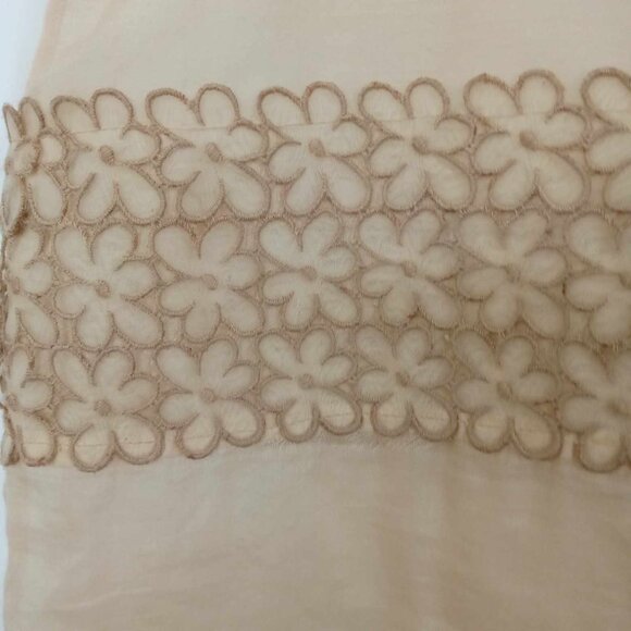 BCBG Maxazria Runway Tan Beige Lace Semi Sheer Drop Waist Mini Dress Size Small - Picture 8 of 14